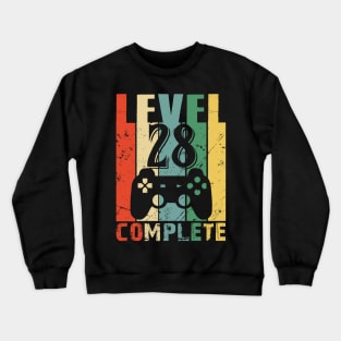 Vintage 28th Wedding Anniversary Level 28 Complete Funny Video Gamer Birthday Gift Ideas Crewneck Sweatshirt